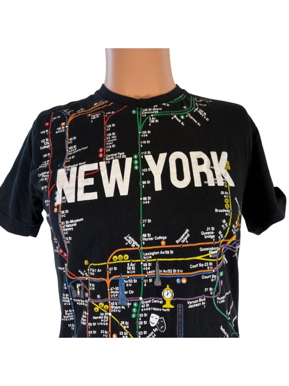 MTA New York City Subway Map T Shirt Mens Size M Black NYC